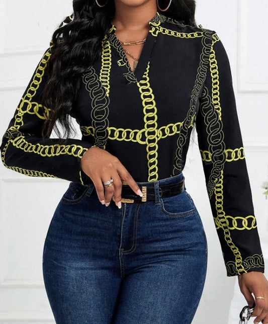V-Neck Golden Chain Top