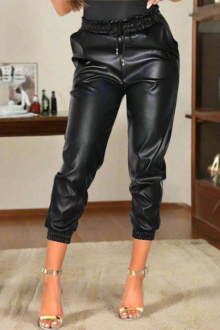 Faux Leather Joggers